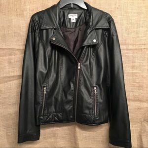 Black Vegan Leather Jacket XL